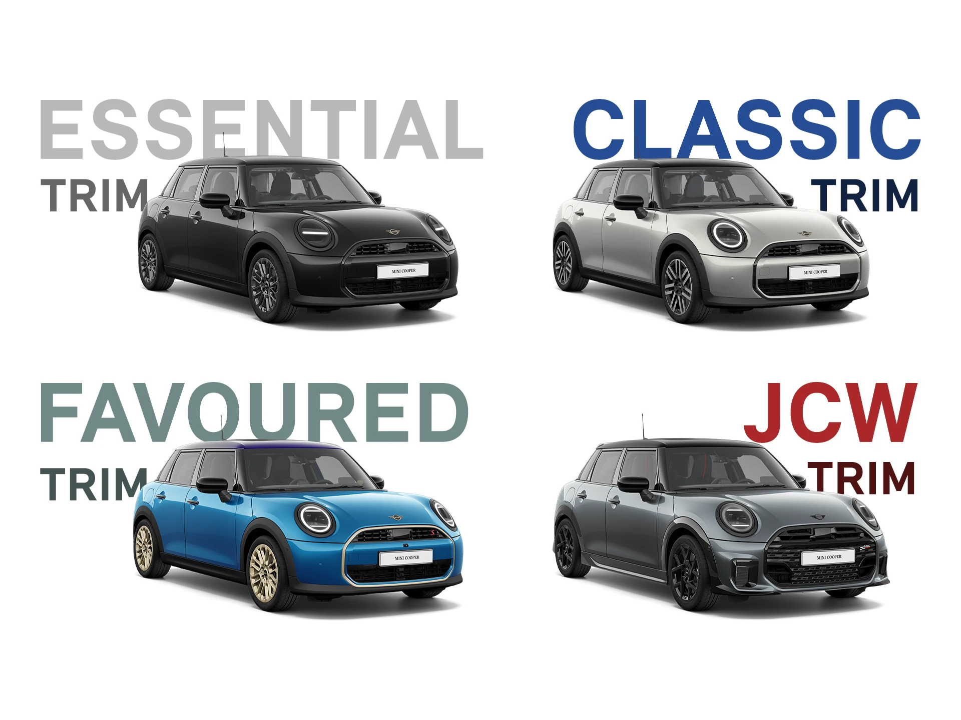 Vidéo présentant les options de personnalisation extérieure et intérieure du MINI Cooper 5 portes dans différentes couleurs officielles MINI.